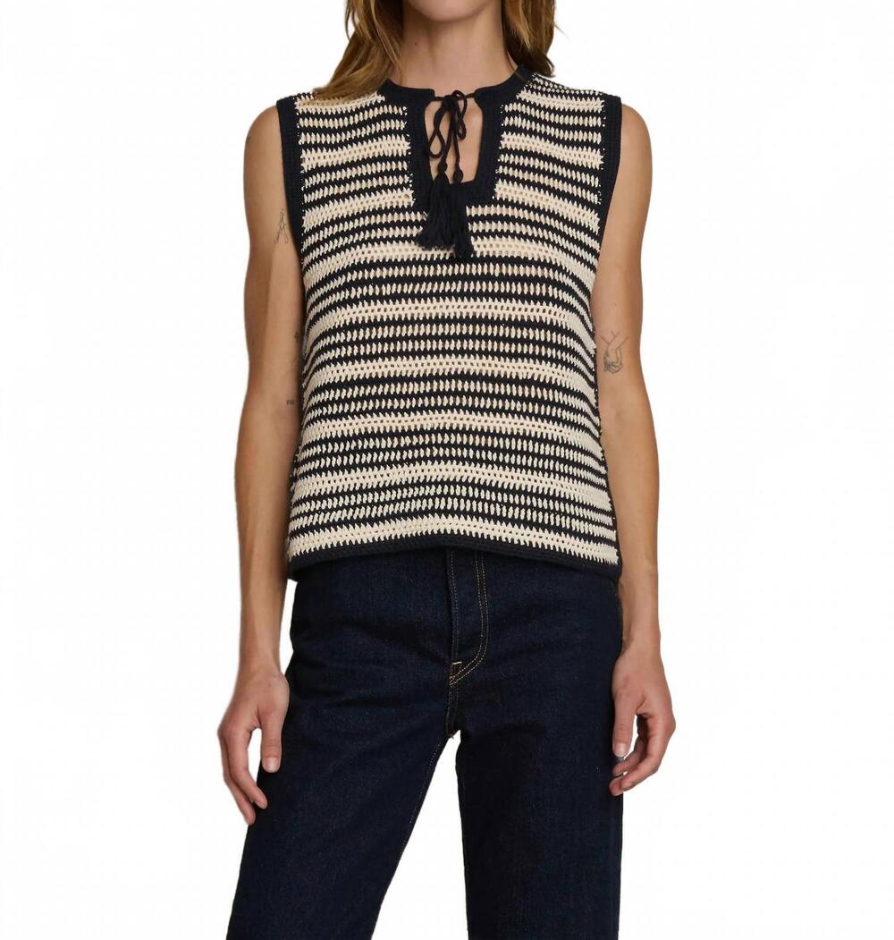 NEW NATION LTD priscilla crochet tank top in seascape stripe